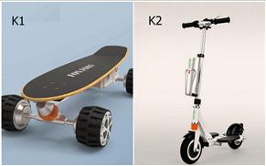 Fosjoas two models K series products: K1 eletric skateboard and K2 electric scooter